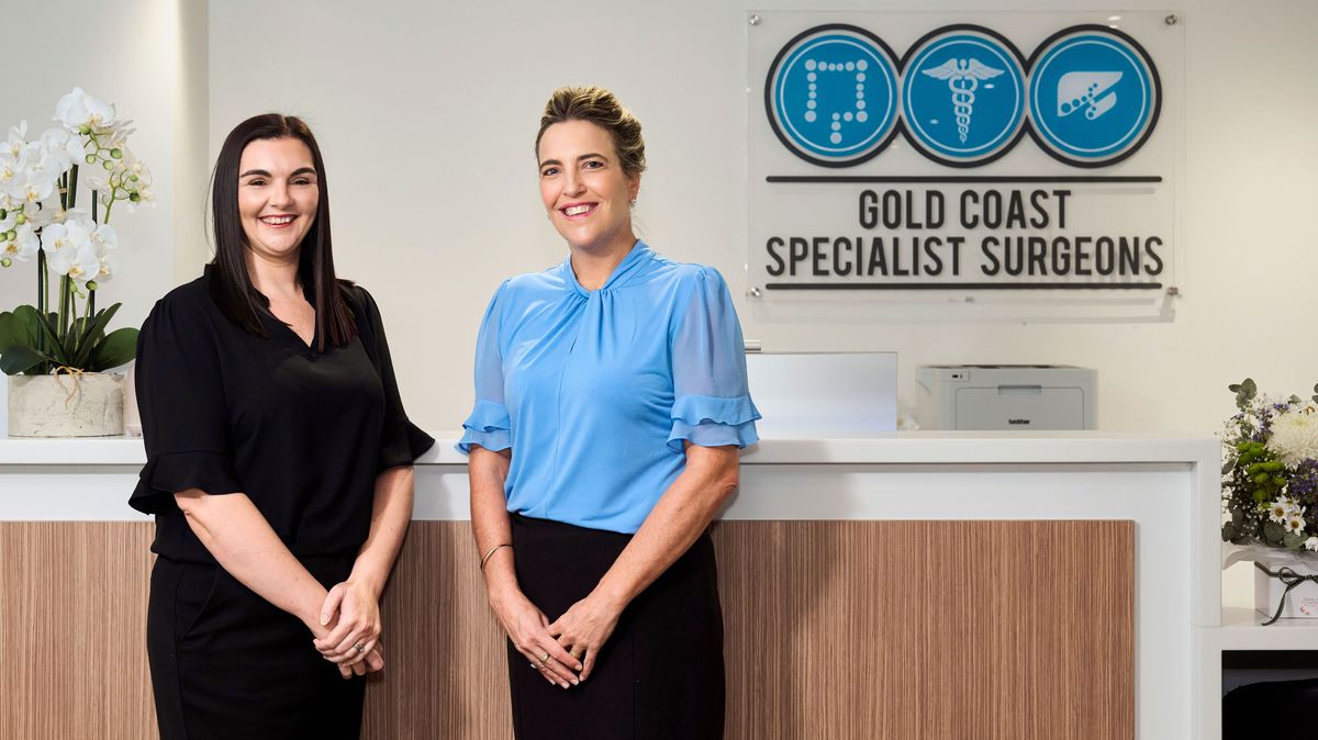 Sarah and Lorraine at the front desk